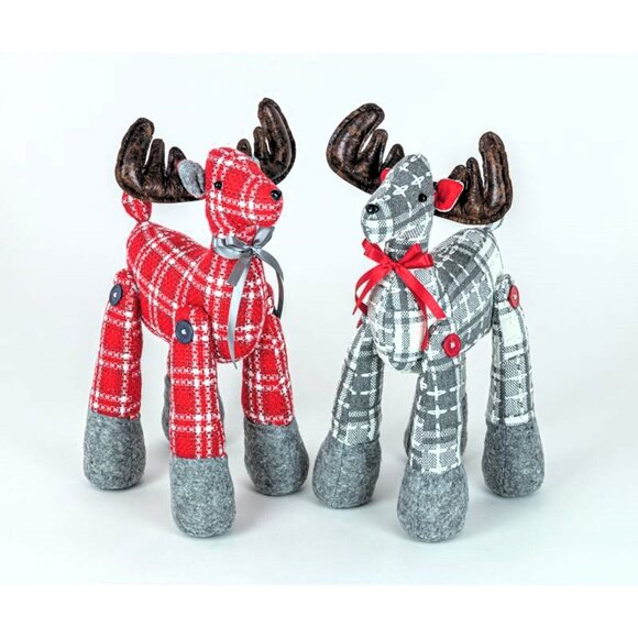 Plaid Fabric Dapper Reindeer Decor - Picture 4 of 4
